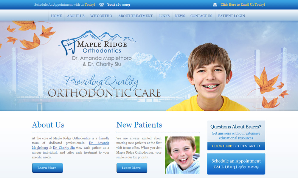 Dentist Website for Maple Ridge Orthodontics