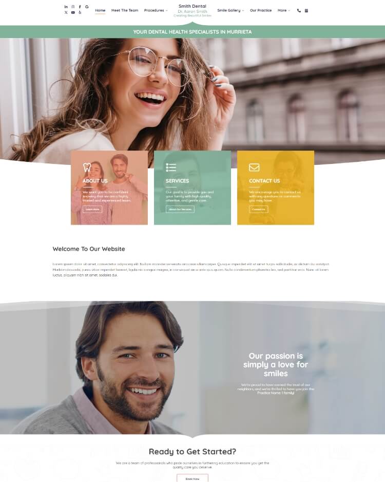 Cosmetic Dentistry website design example