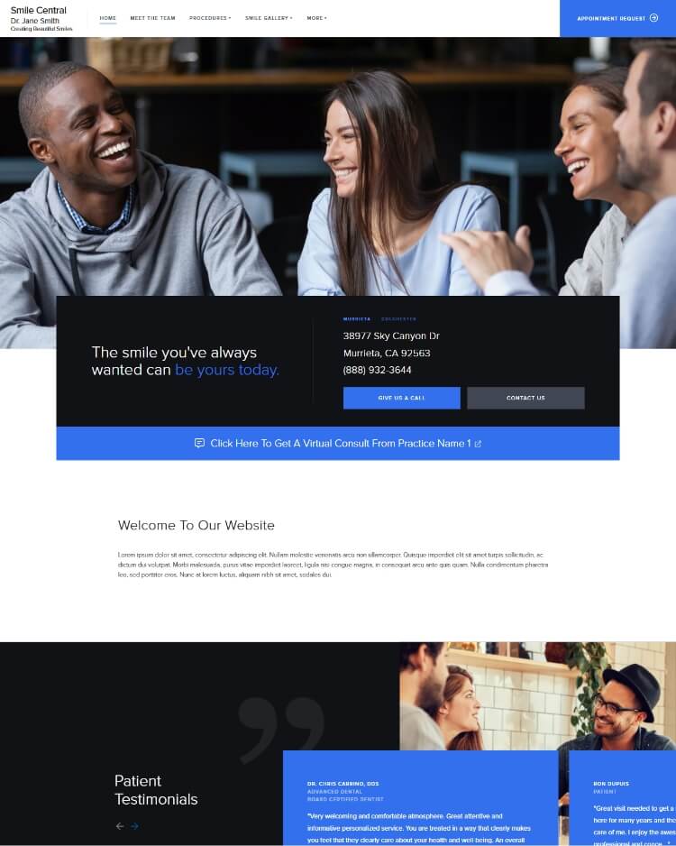 Clean and Modern dental website design example