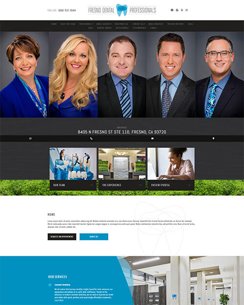 Calm and Comforting dental website design example