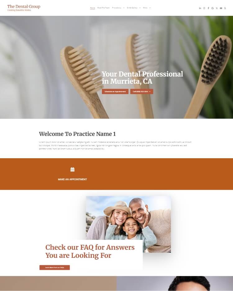 Pre-designed dental website example