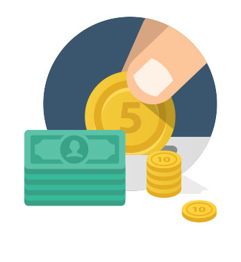 coins and dollar bills, representing dental marketing budget